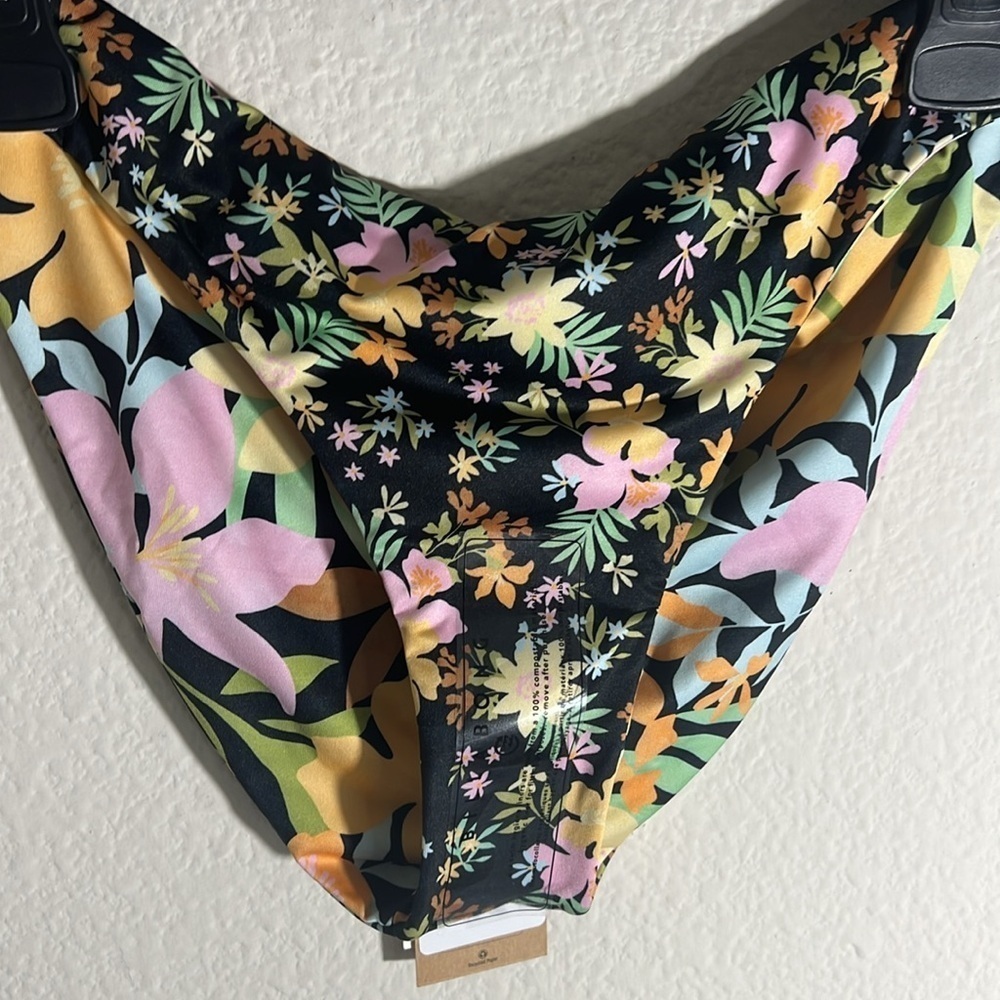 Billabong Floral Bikini in Black with Pastel Yellow, Pink & Green - Picture 11 of 13